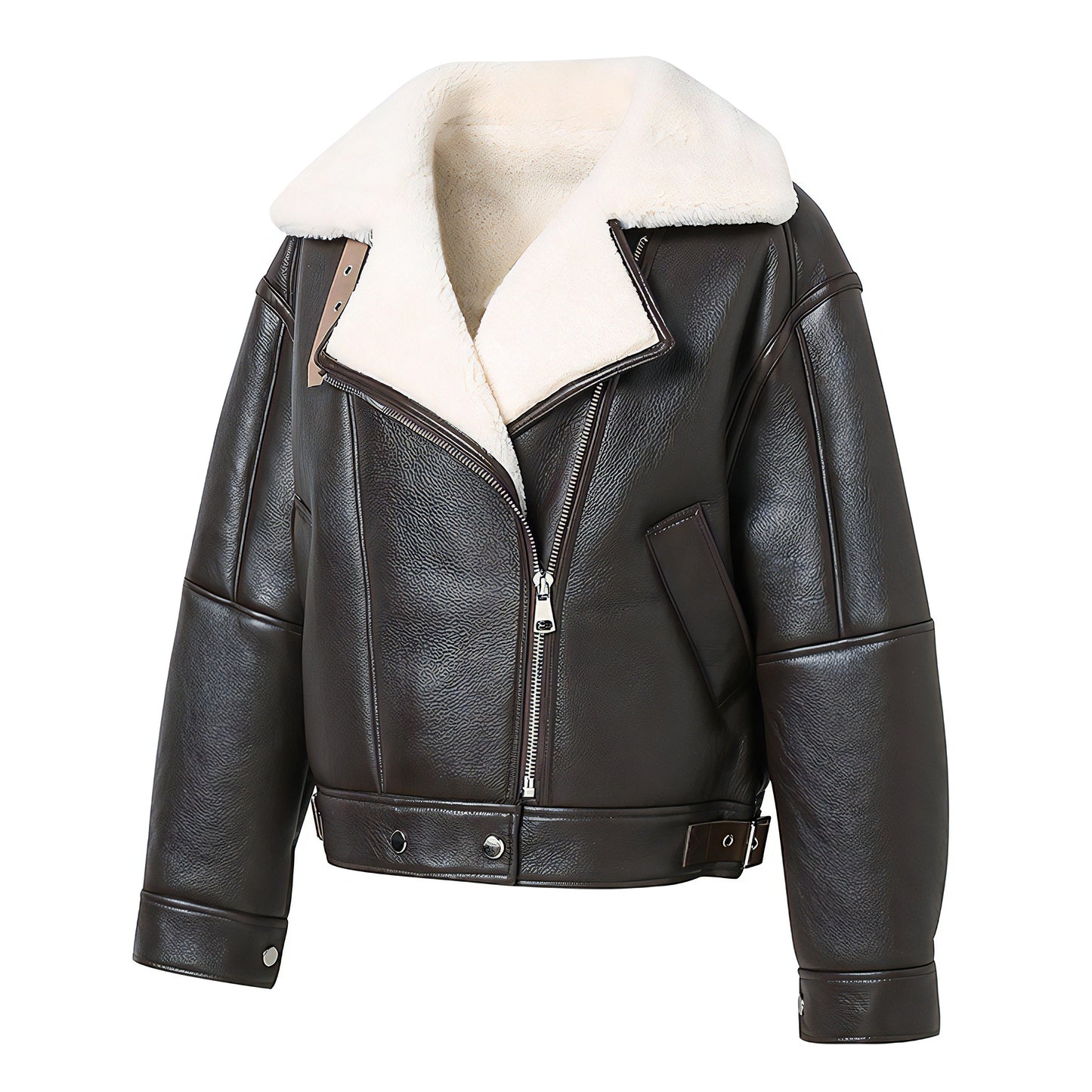 Blouson aviateur en cuir femme