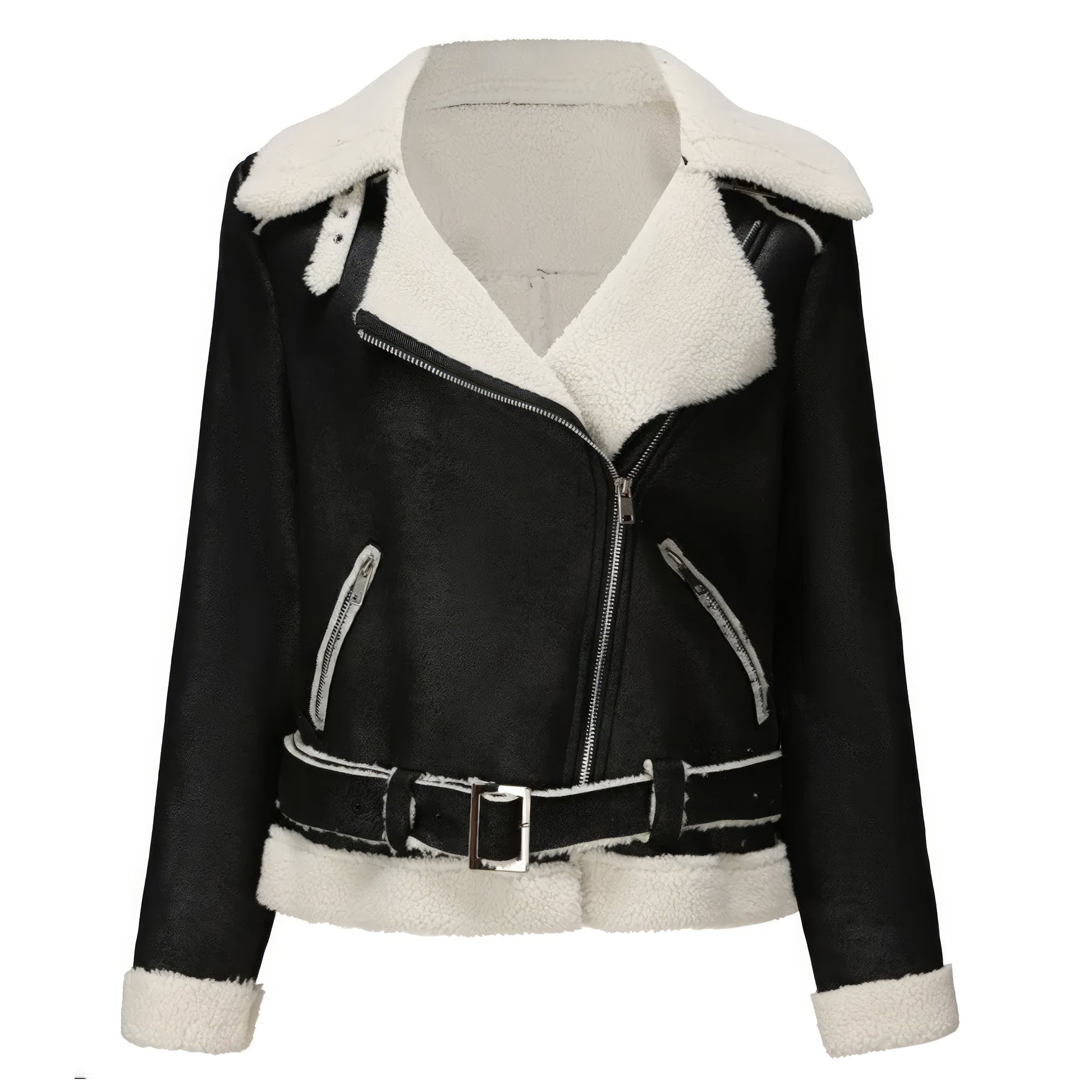 Blouson aviateur femme noir et blanc