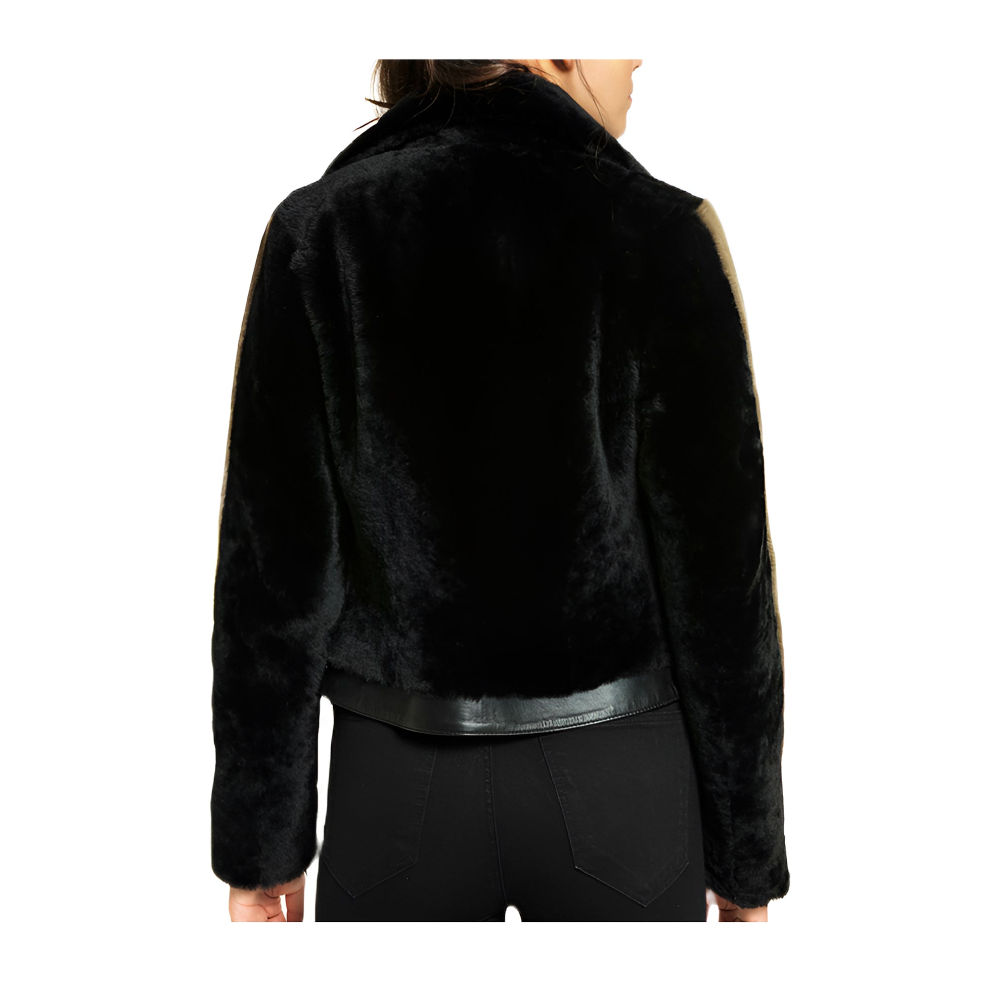 Blouson Aviateur Femmes Noir Fourrure