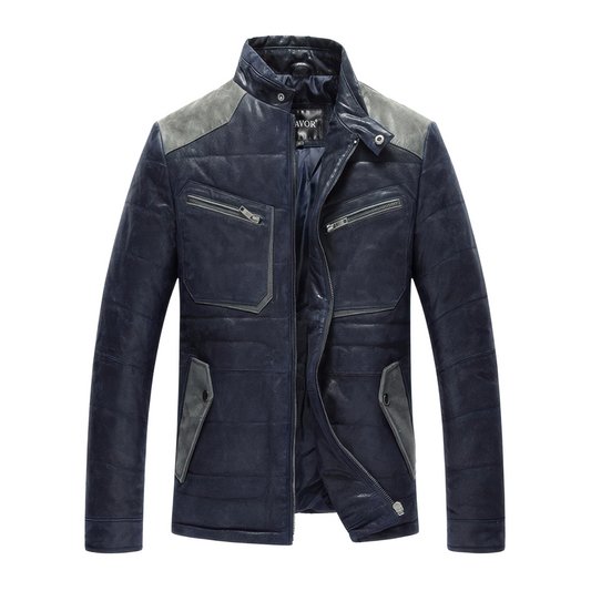Blouson aviateur homme cuir bleu