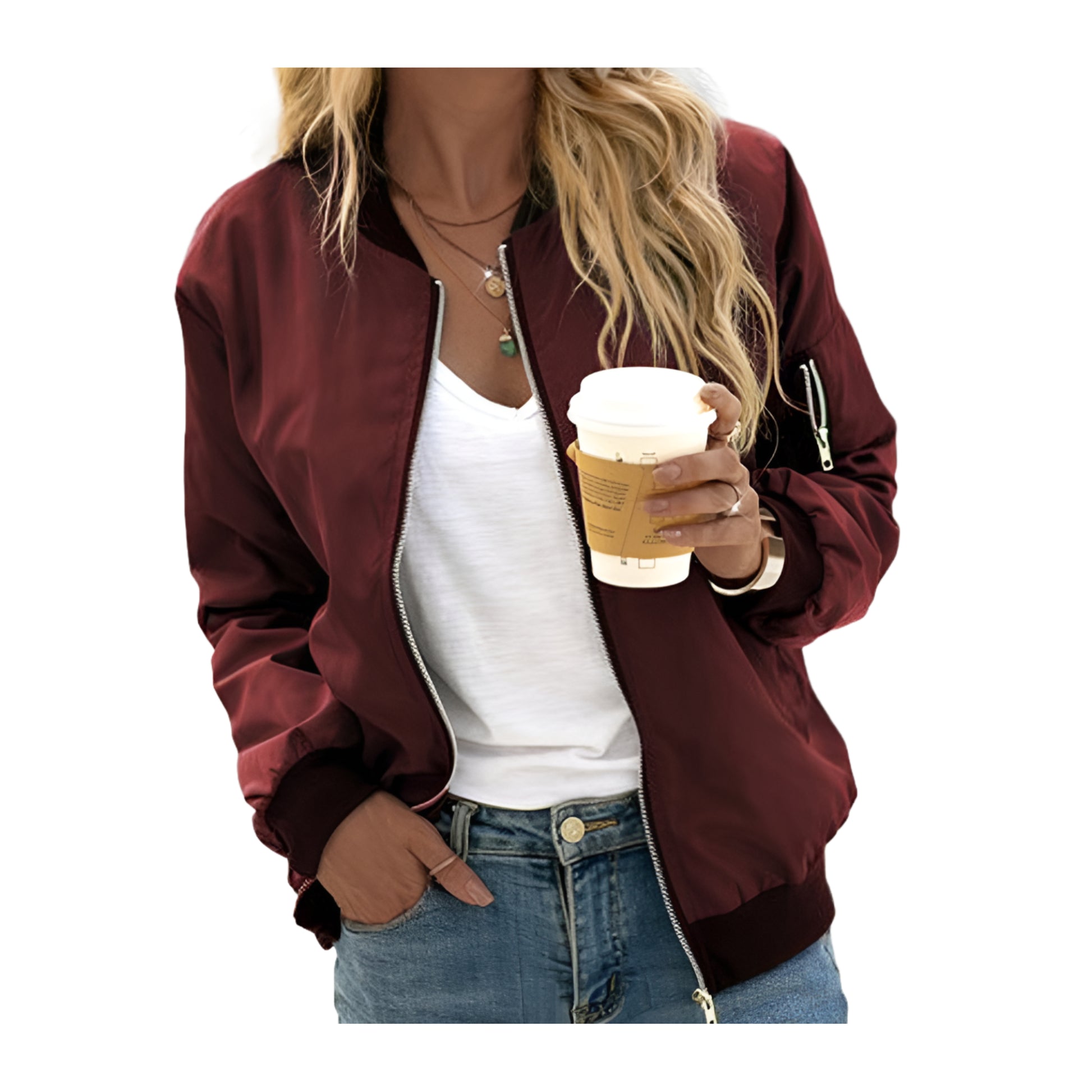 Blouson bomber femme bordeaux