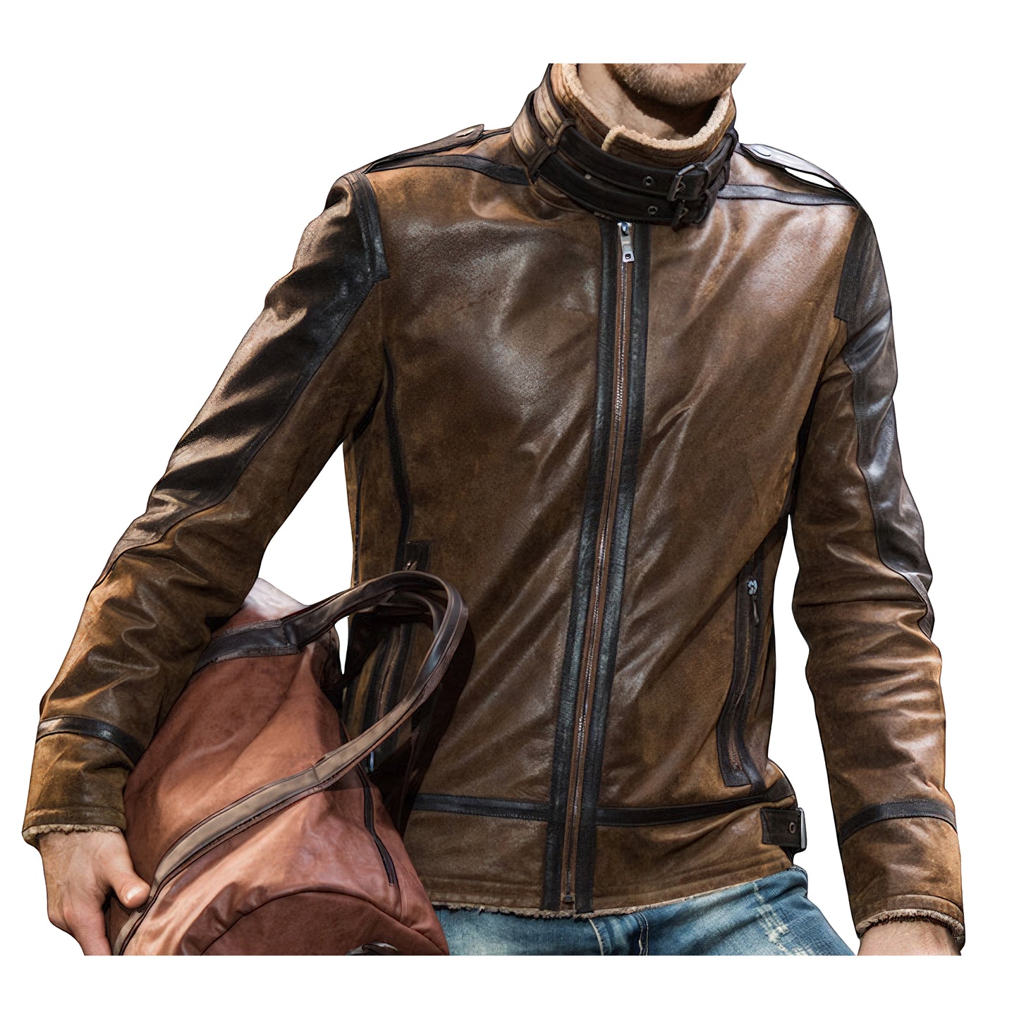 Blouson col montant aviateur homme