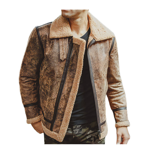 Blouson cuir aviateur homme beige