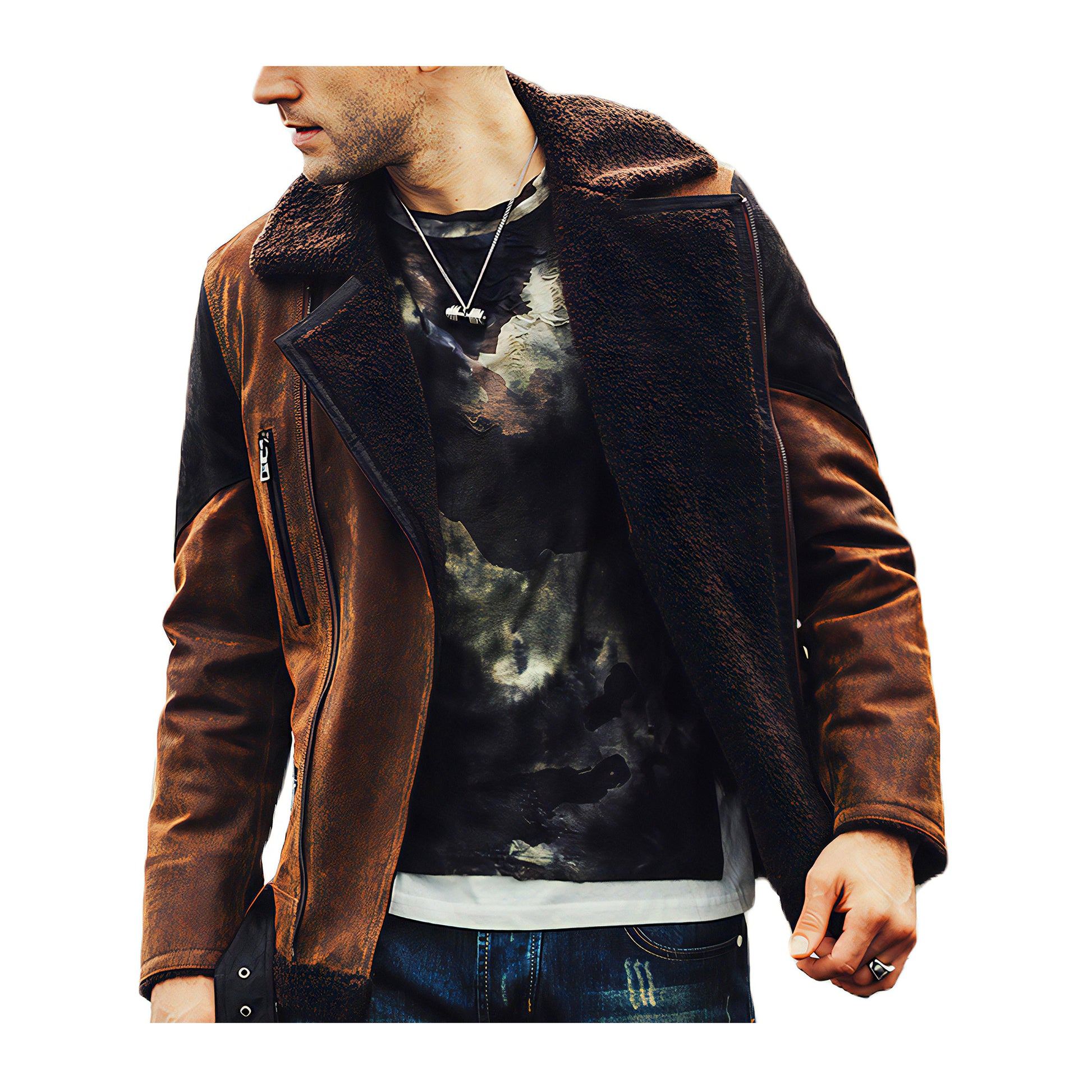 Blouson cuir daim hommes