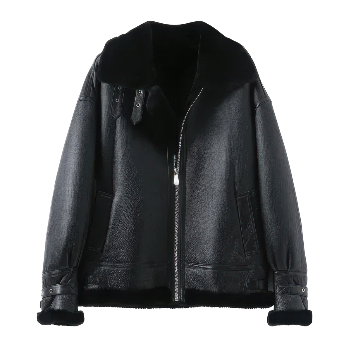 Blouson cuir femme noir hiver bombardier