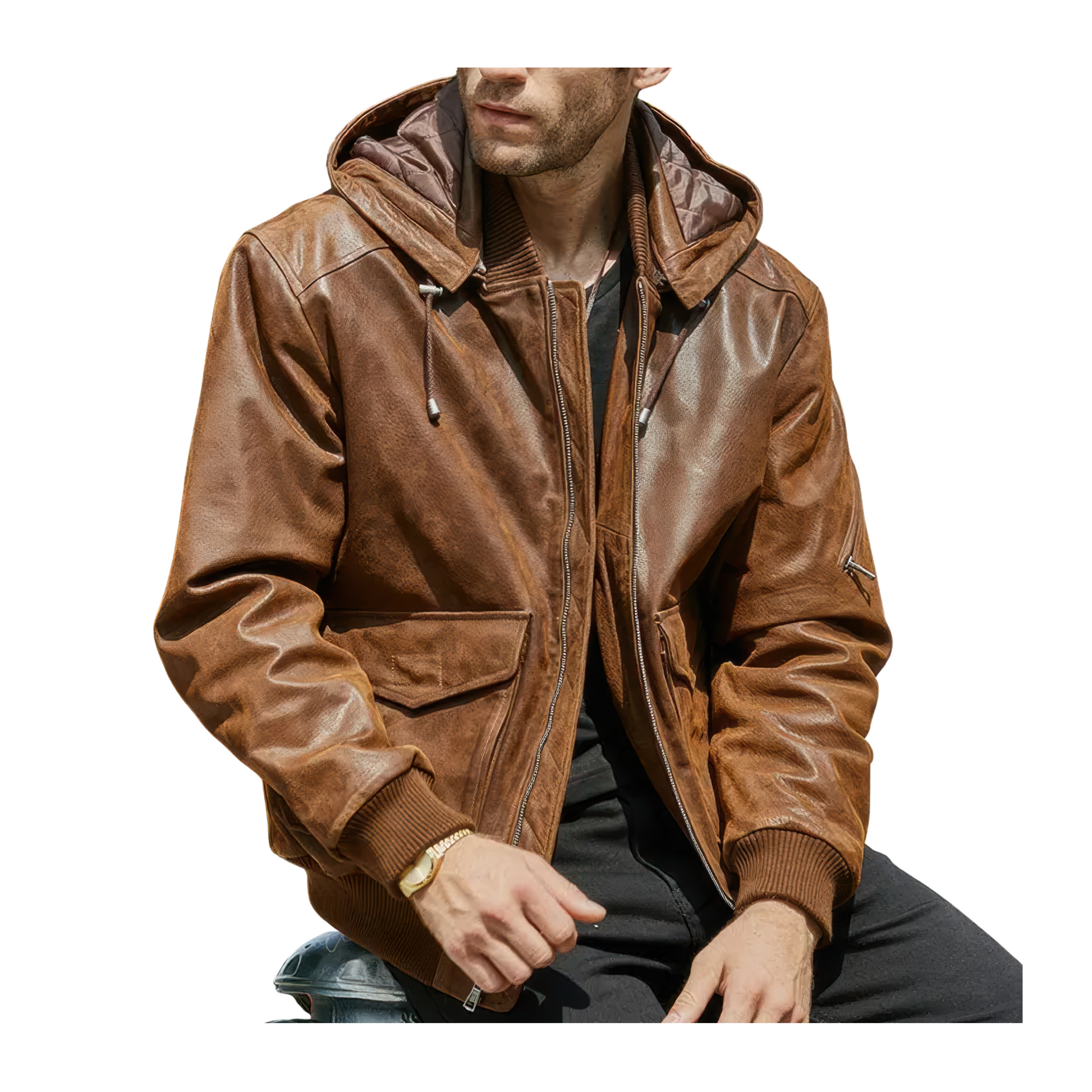 Blouson d'aviateur a capuche