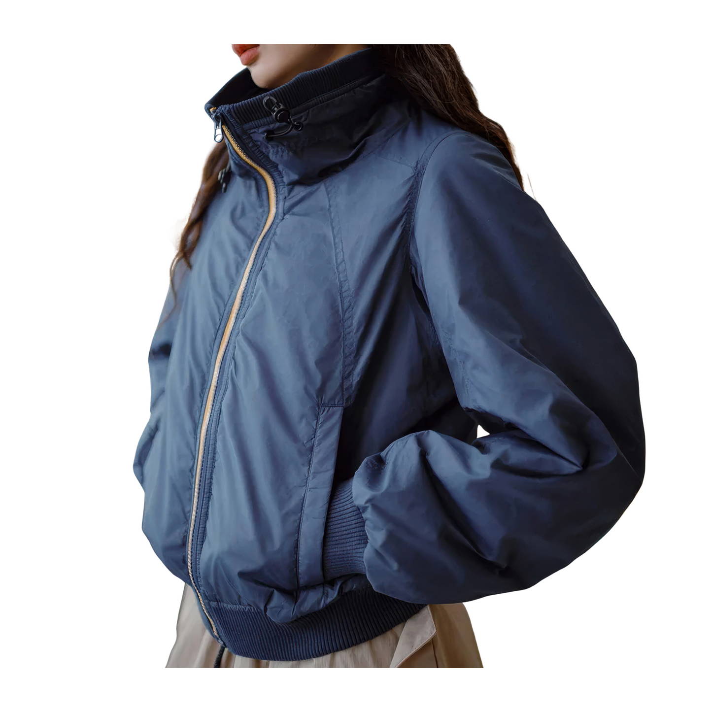 Blouson femme bleu aviateur zippe