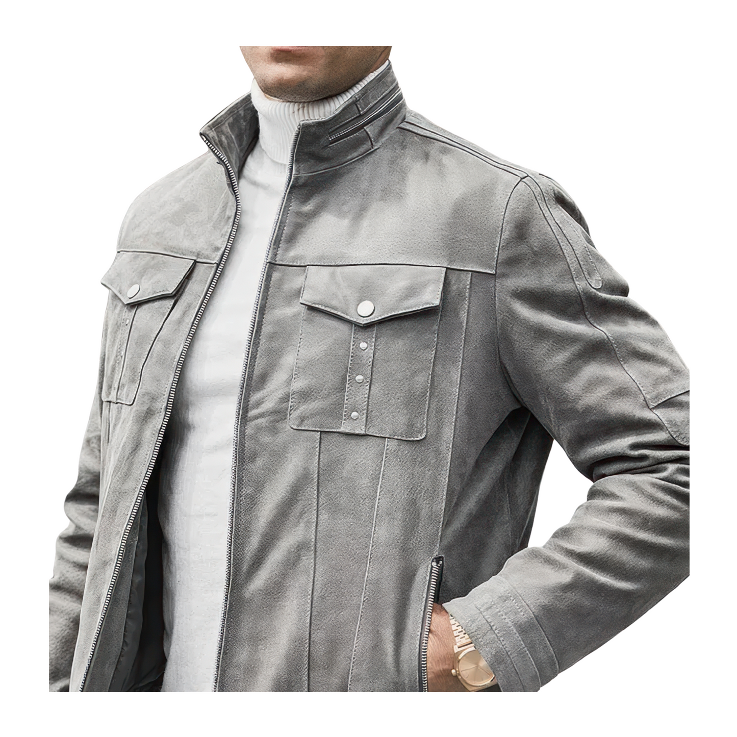 Blouson homme cuir gris