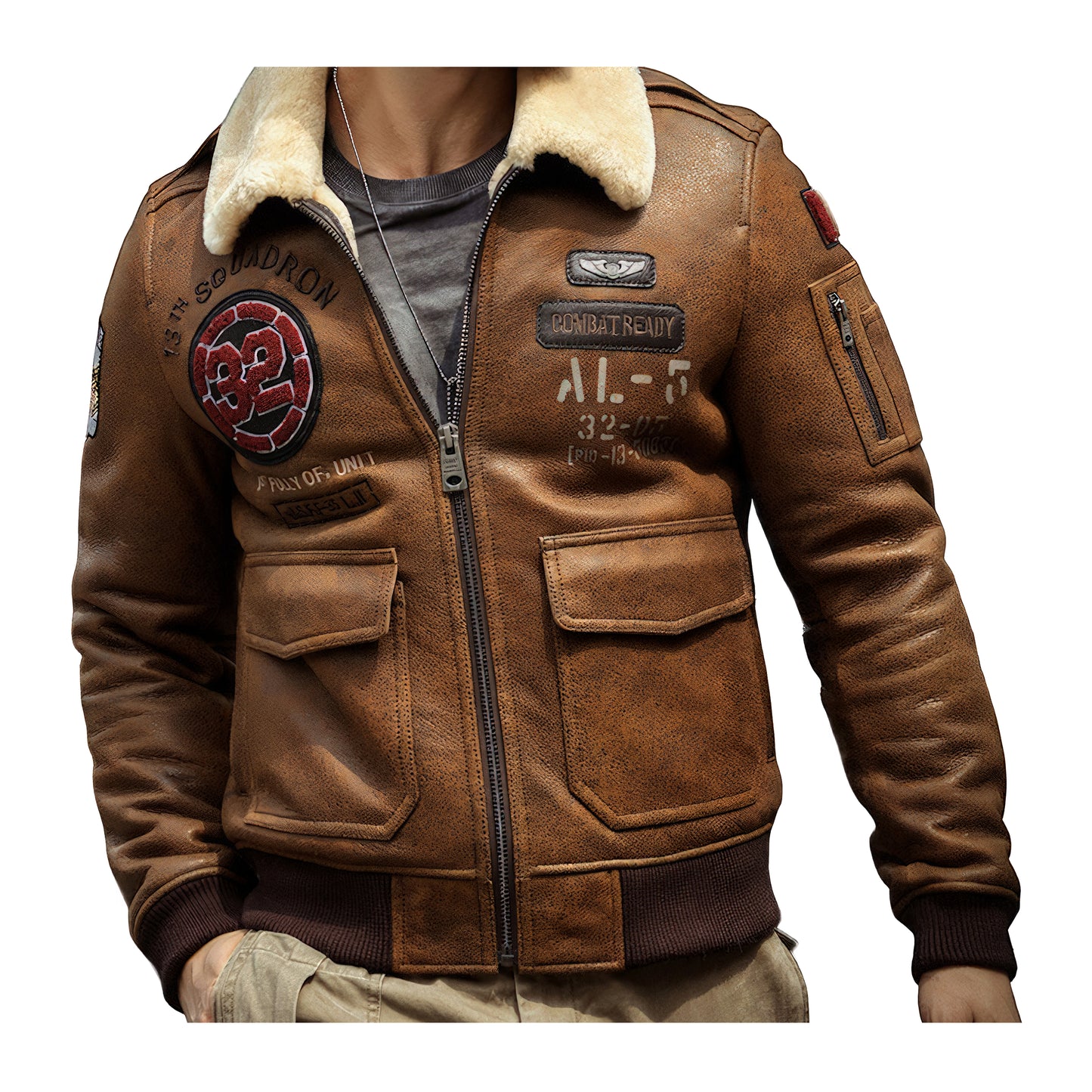 Blouson style aviateur avec col mouton