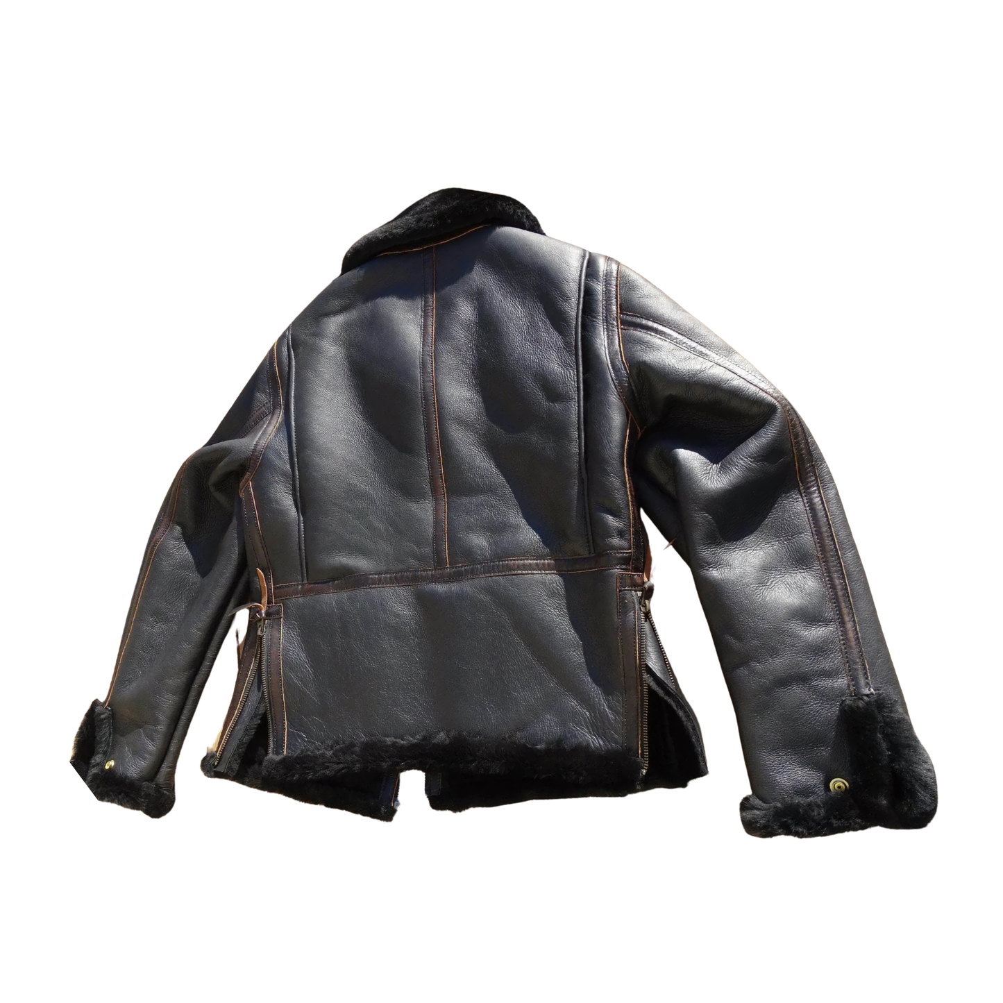 Blousons cuir fourrure noir hommes