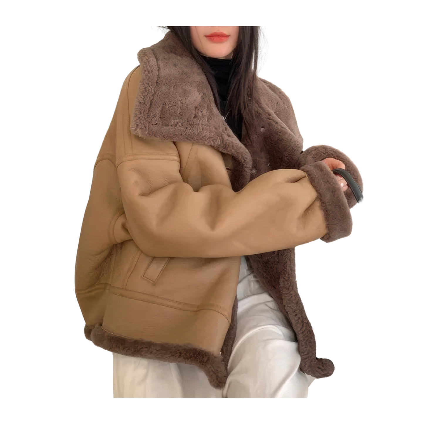 Bombardier camel laine femme