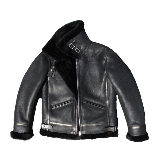 Bombardier cuir noir homme