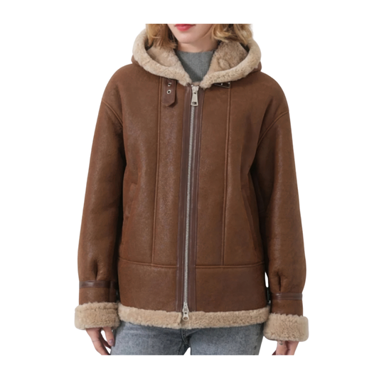 Bombardier femme cuir capuche