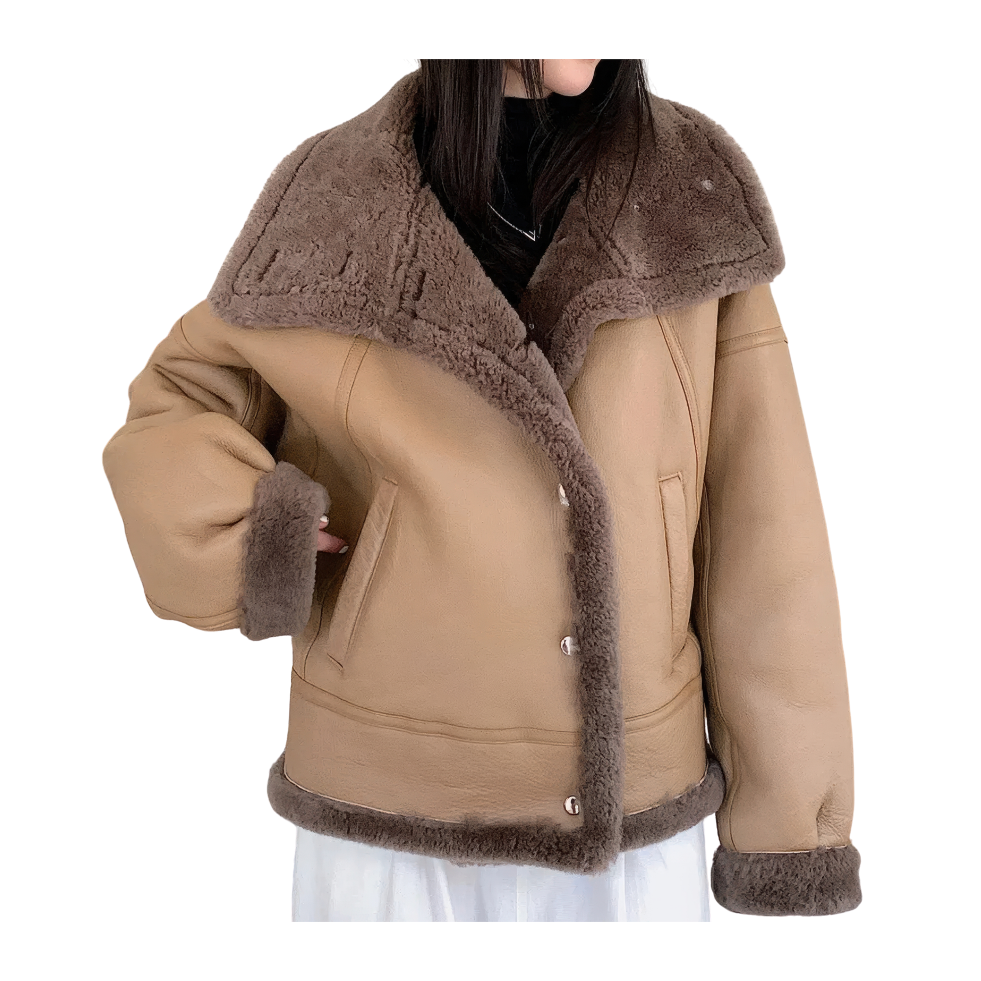 Bombardier laine camel femme