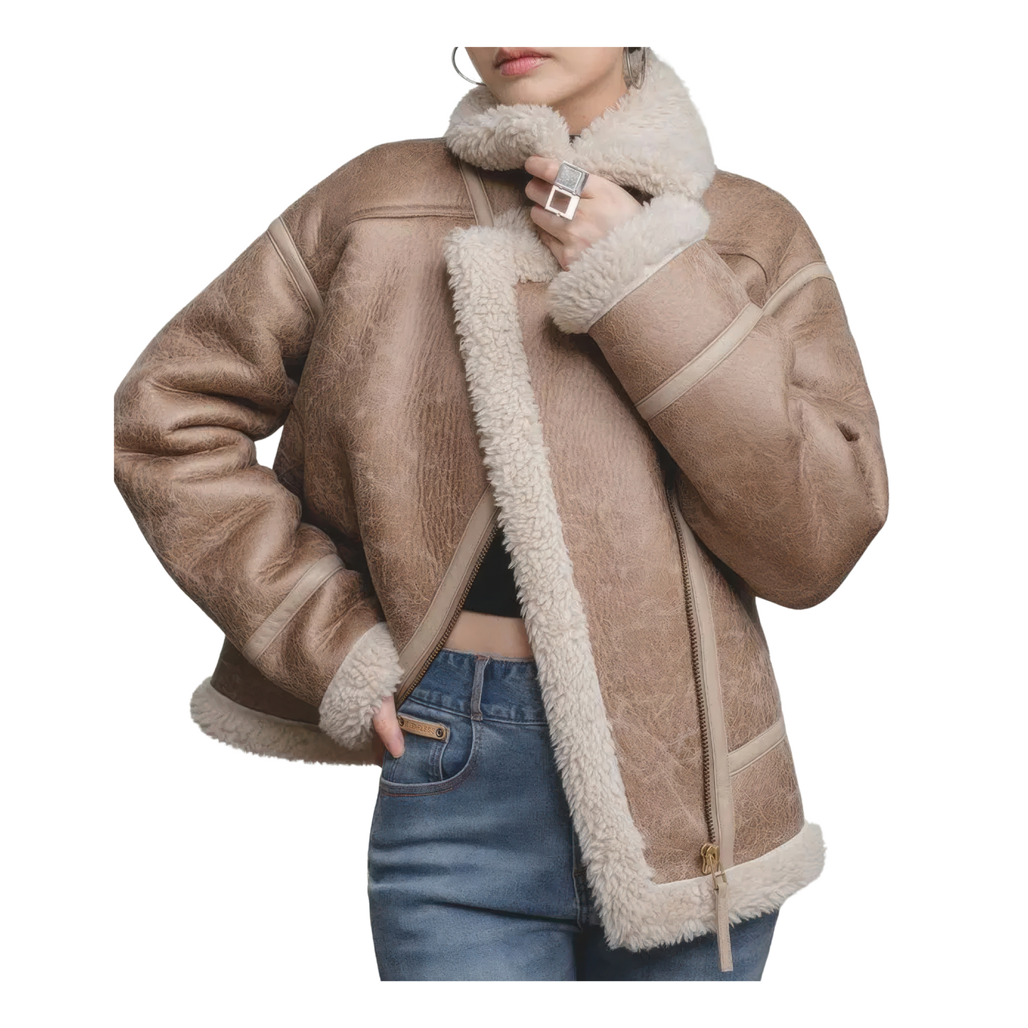Bombardier marron beige