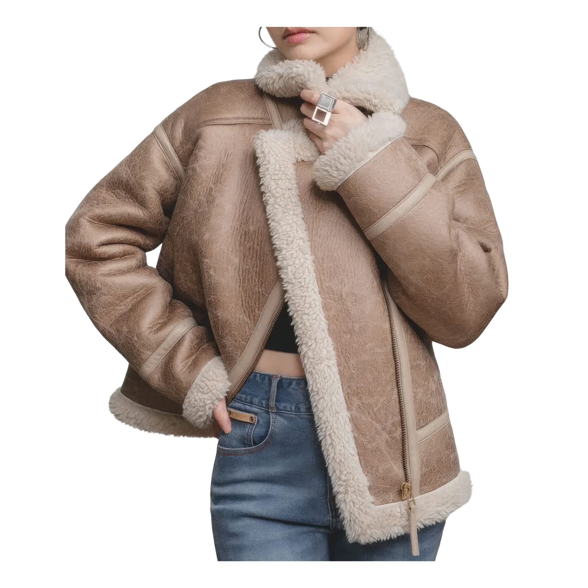 Bombardier marron beige