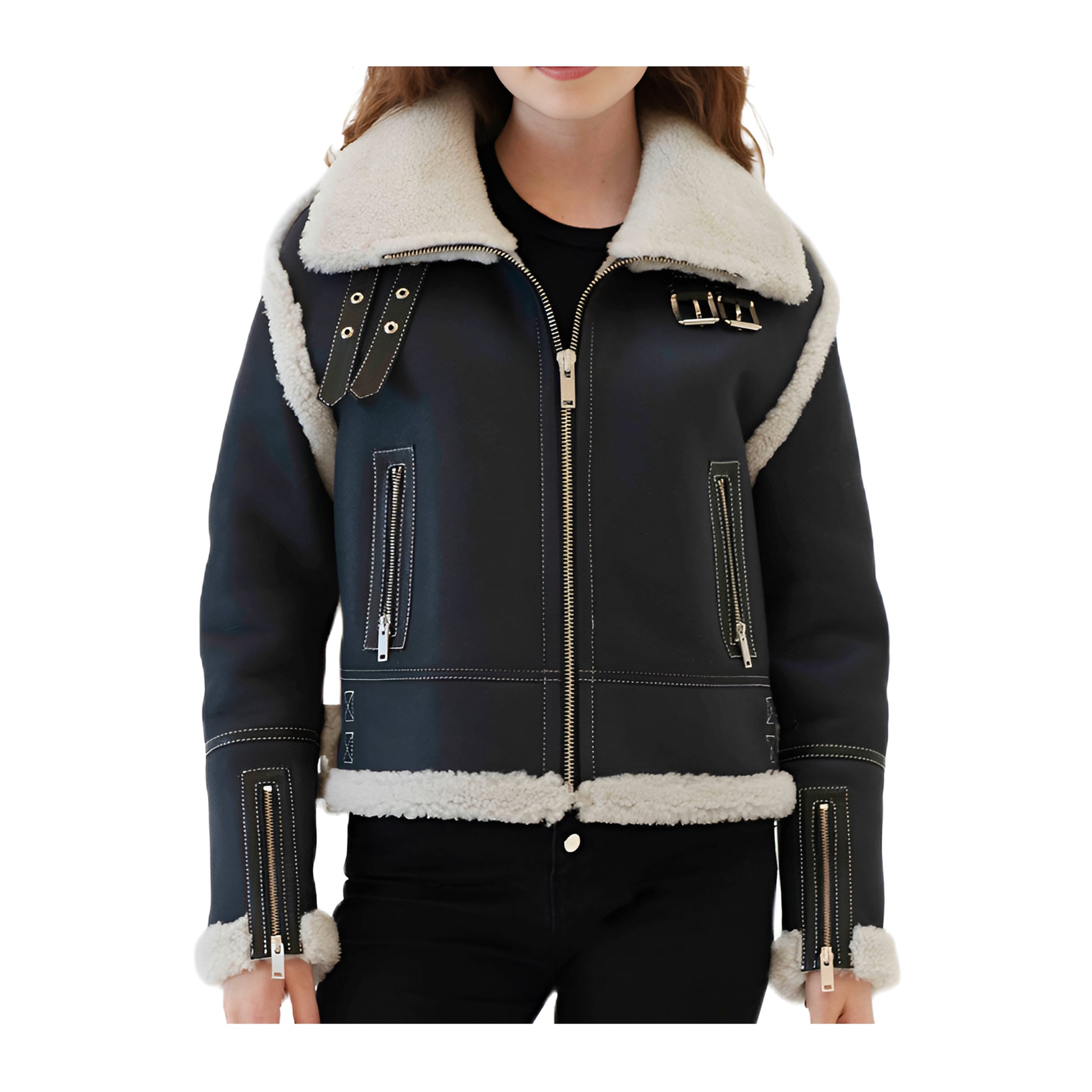 Bombardier Coupe Droite Poches Femme Aviateur Bombardier Coupe Droite Poches Femme Aviateur