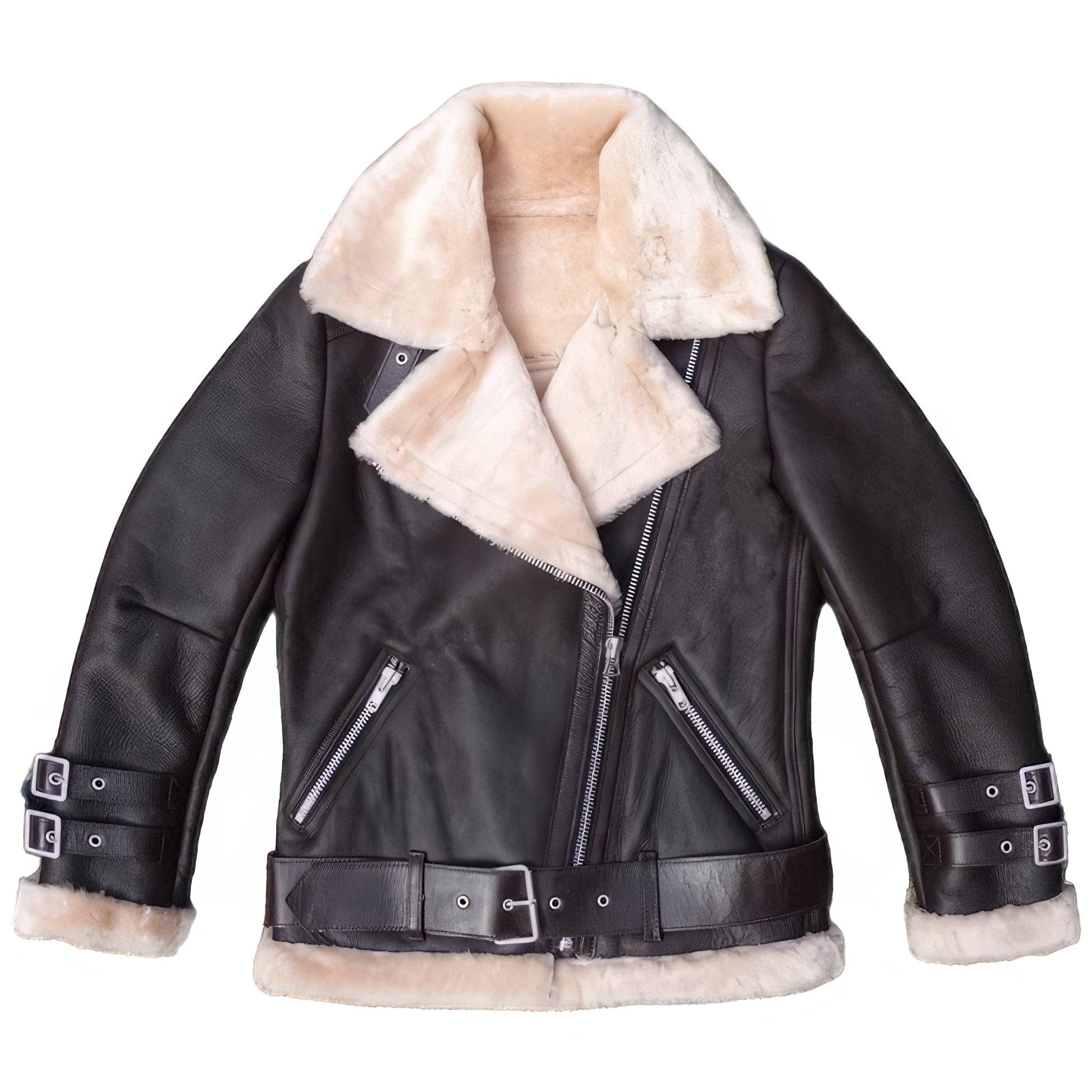 Bombardier Mouton Retourné Femme Cuir Aviateur - Main Image