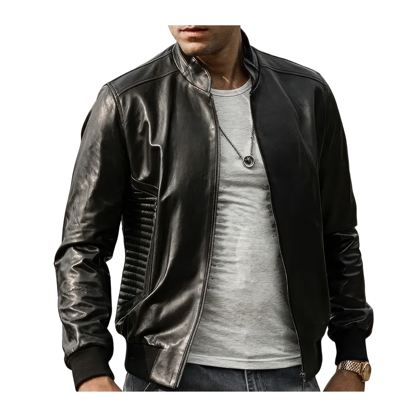 Bomber cuir homme noir