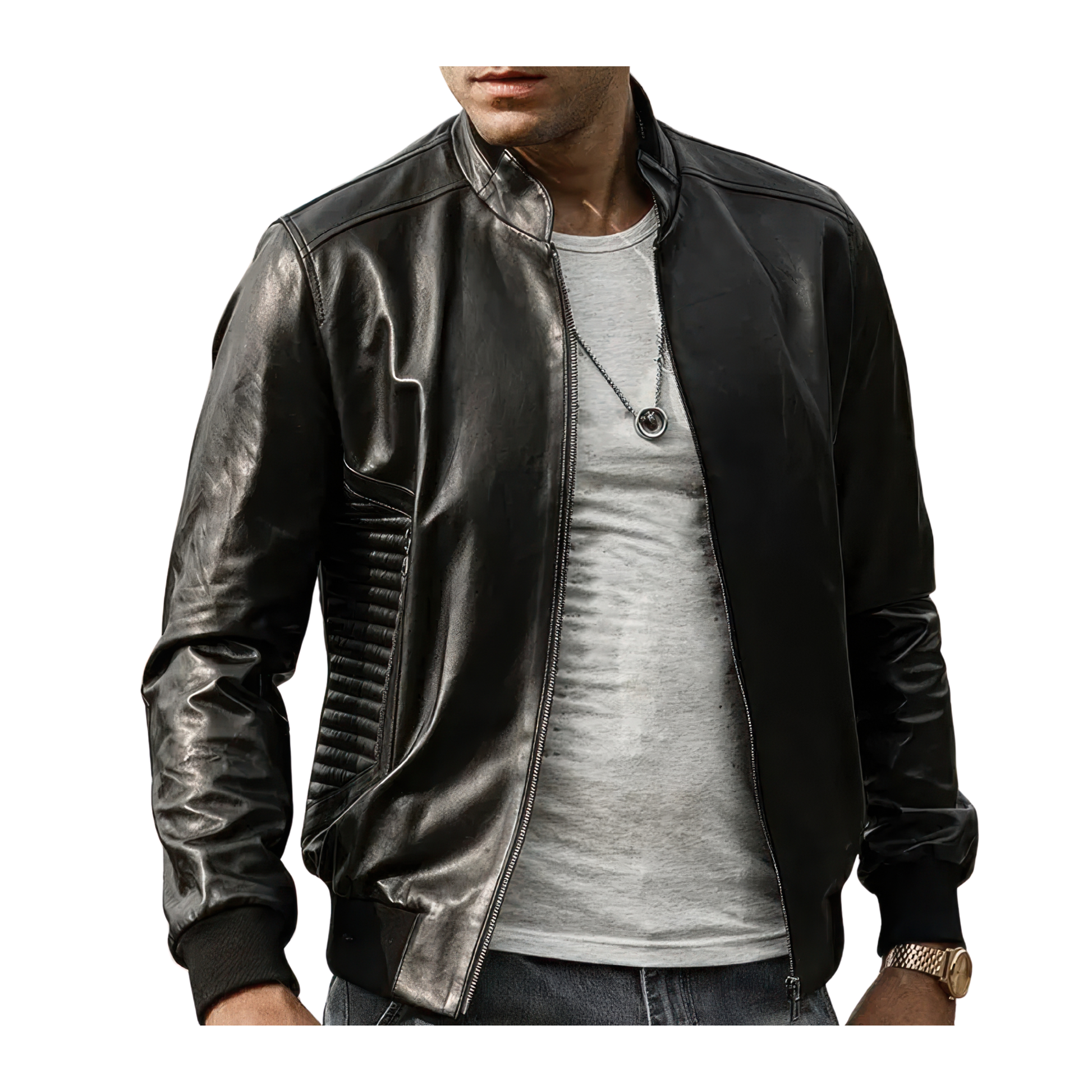 Bomber cuir homme noir