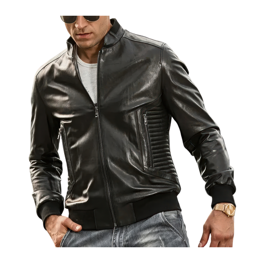 Bomber cuir noir homme