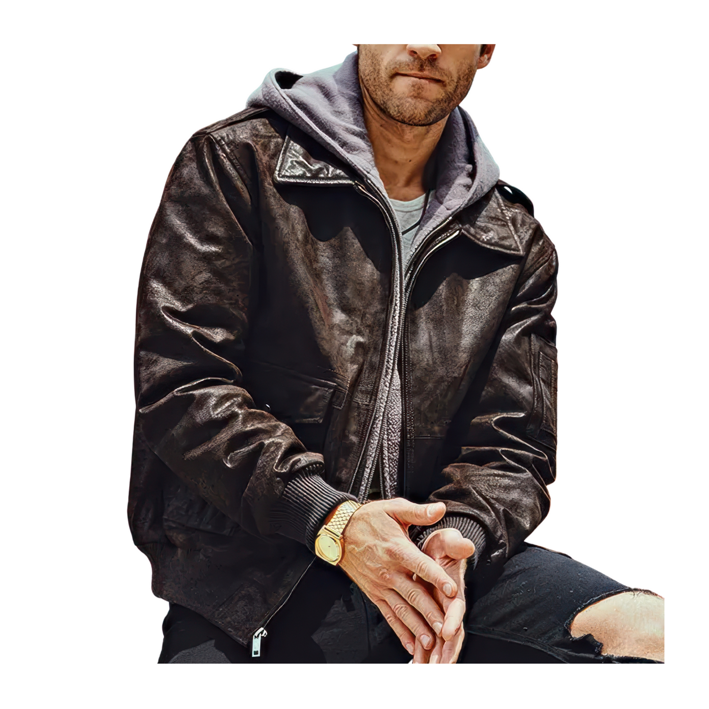 Bombers capuche cuir