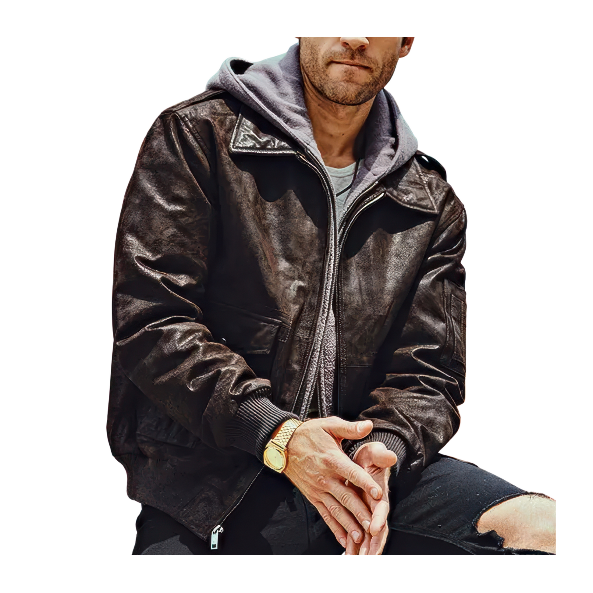 Bombers capuche cuir