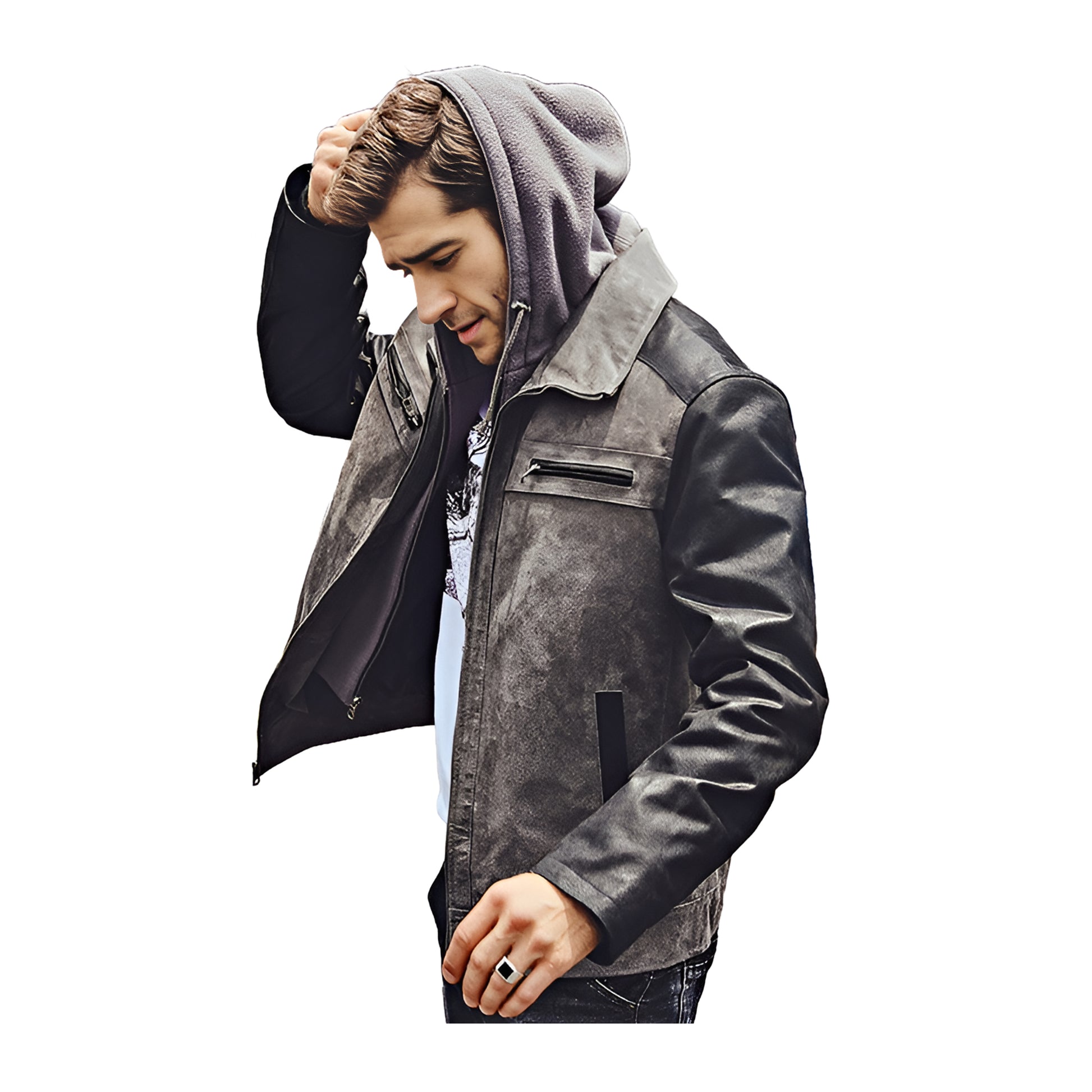 Homme veste aviateur grise