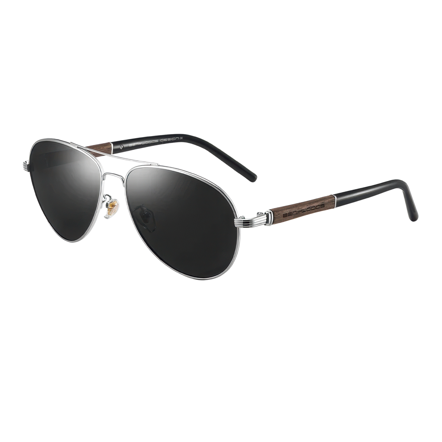 Lunette soleil aviateur branches en bois