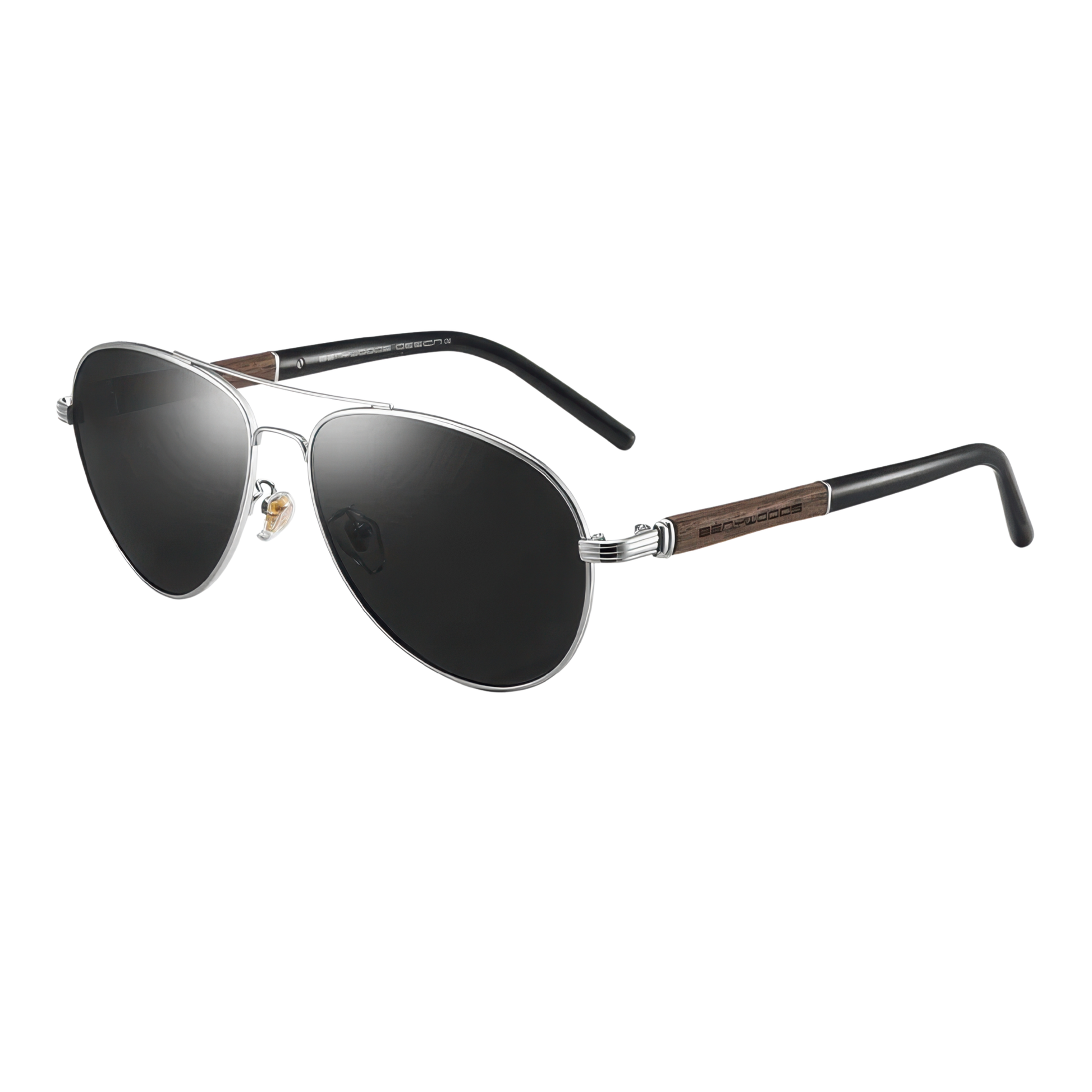 Lunette soleil aviateur branches en bois