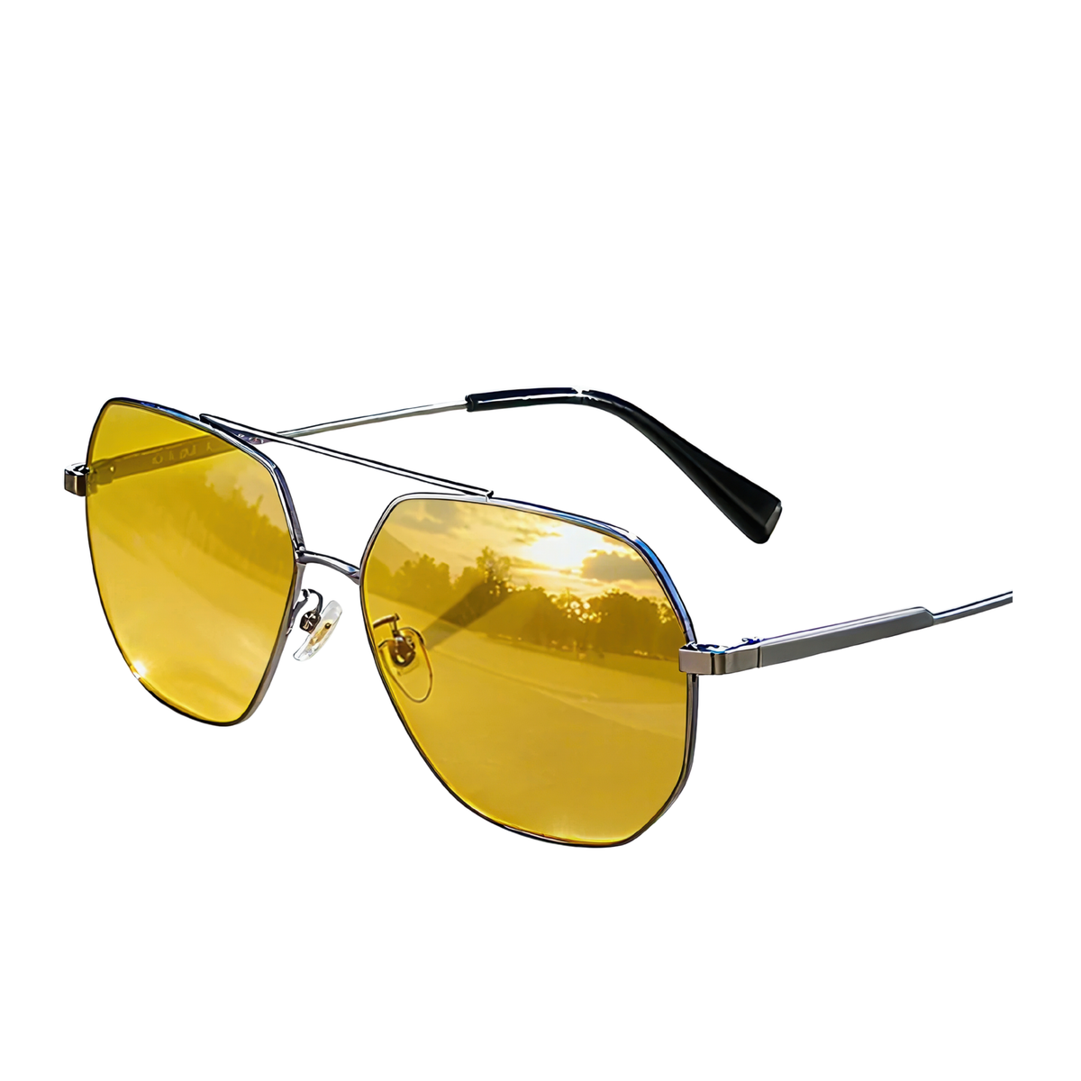 Lunettes aviateur jaune soleil retro