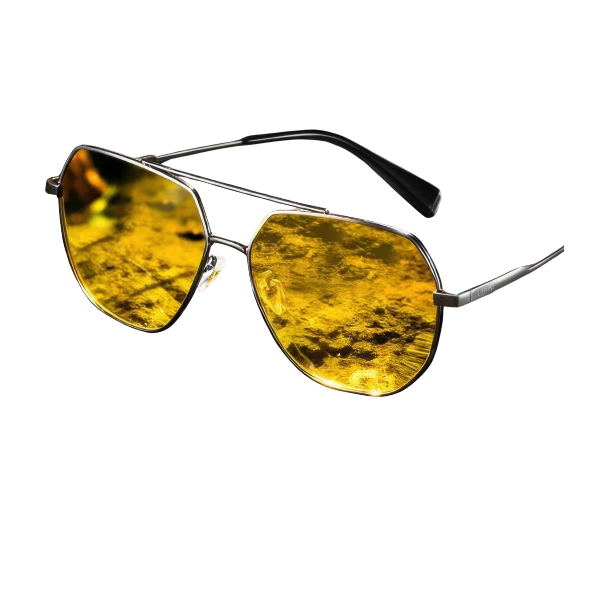 Lunettes retro jaune soleil aviateur