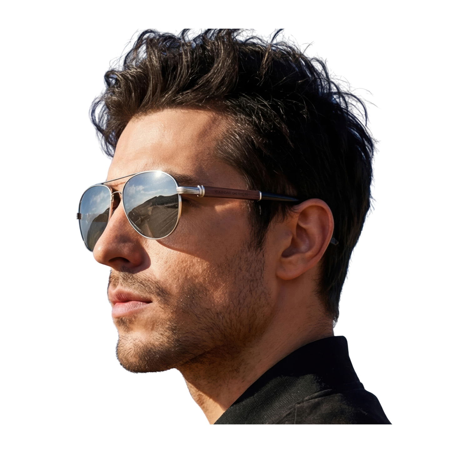 Lunettes soleil aviateur branche bois