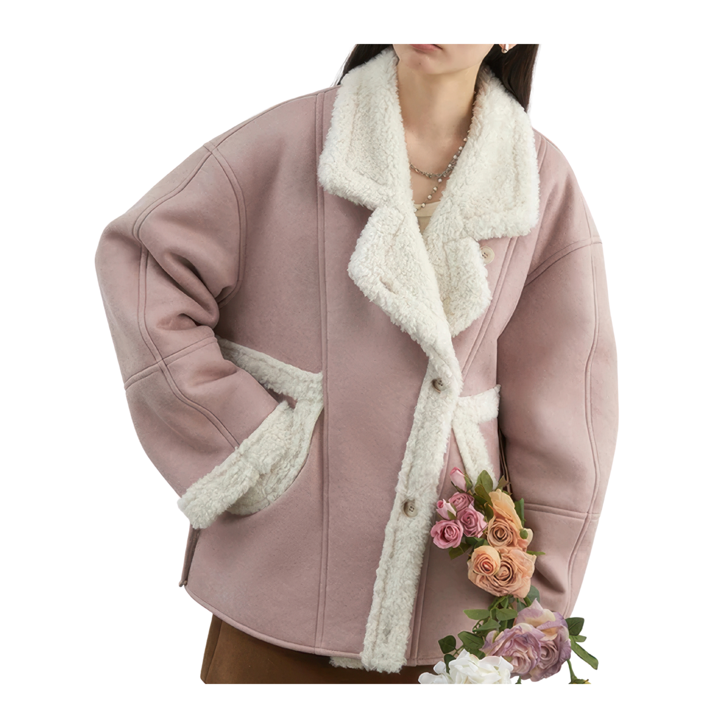 Manteau aviateur rose femme