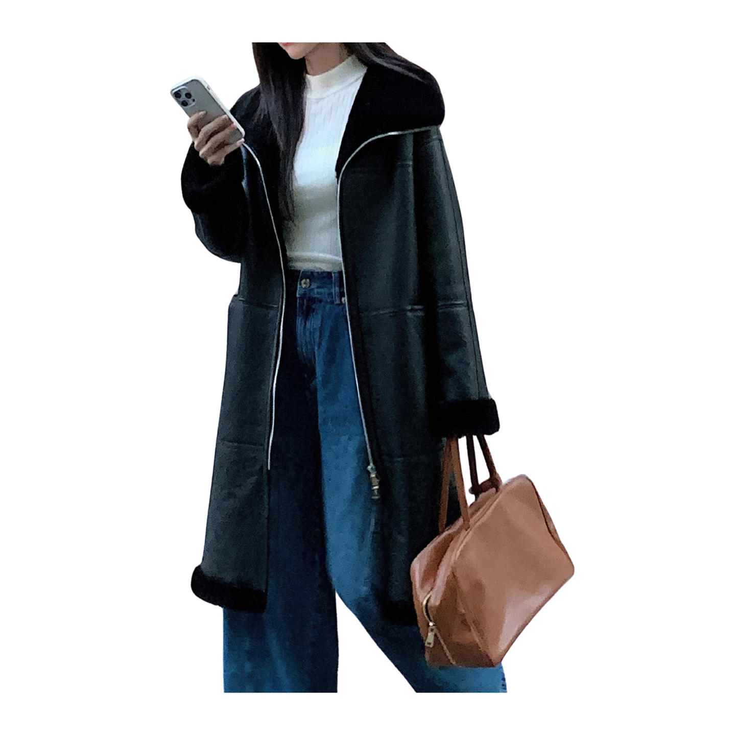 Manteau femme aviateur noir