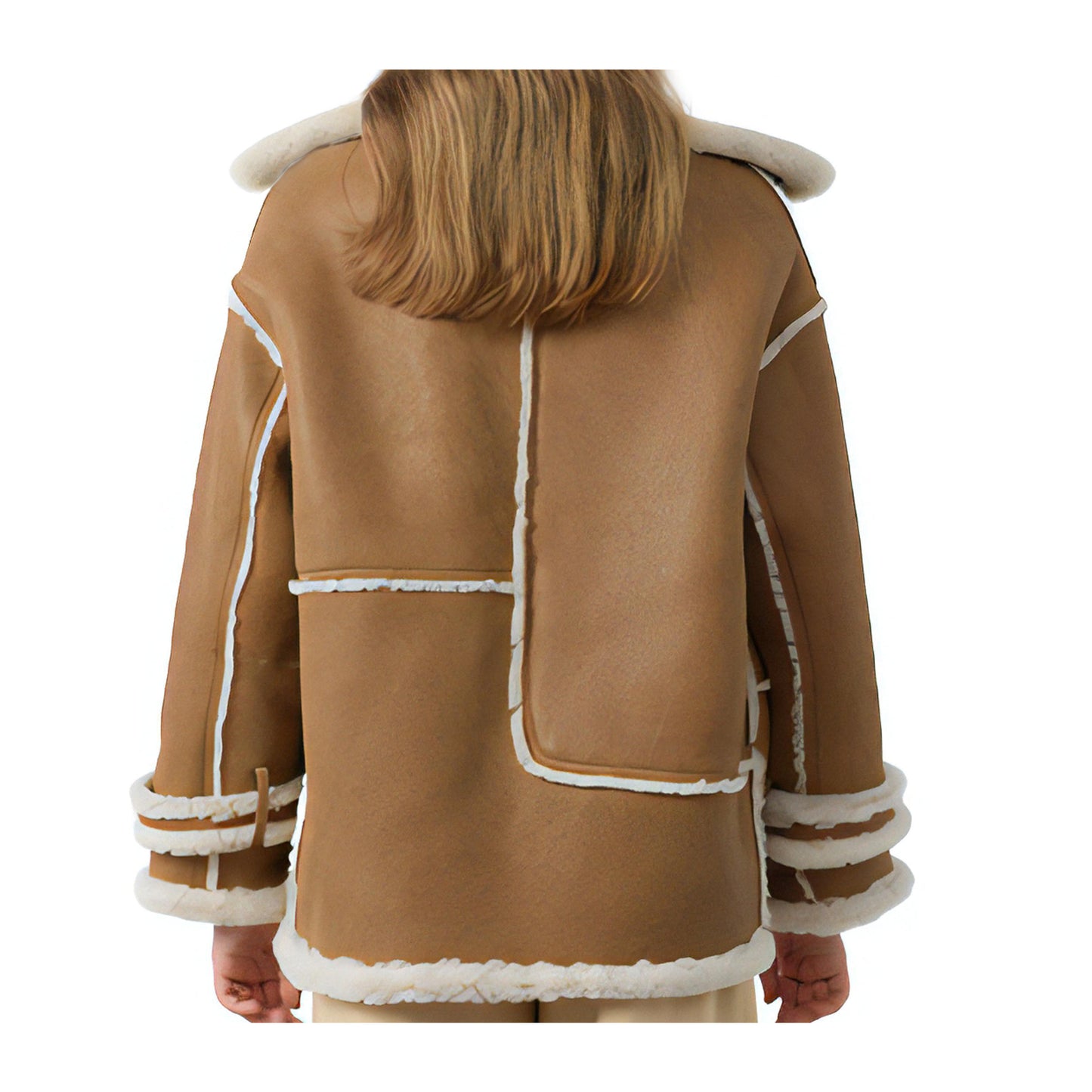 Manteau femme peau lainée cuir de mouton