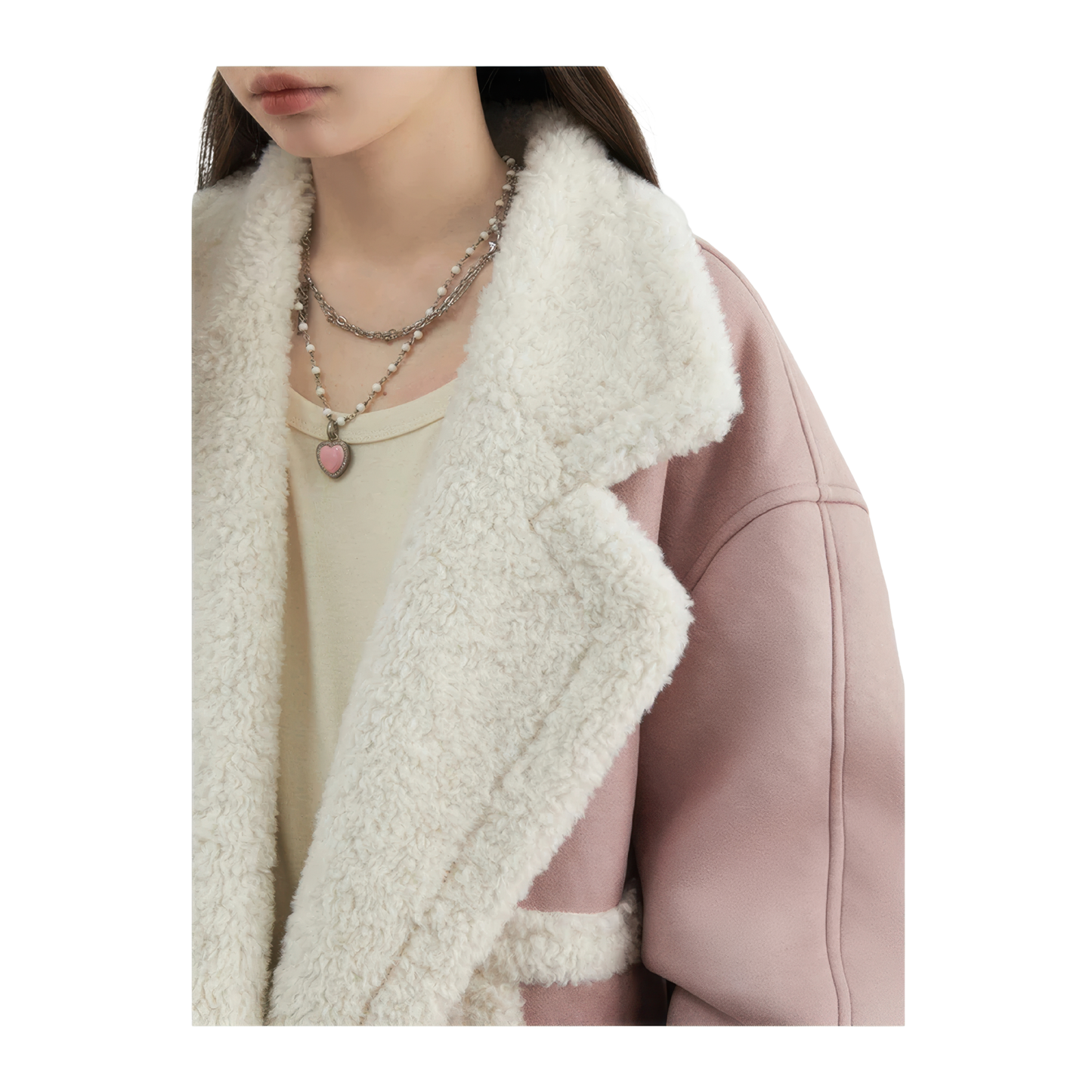 Manteau femme rose aviateur