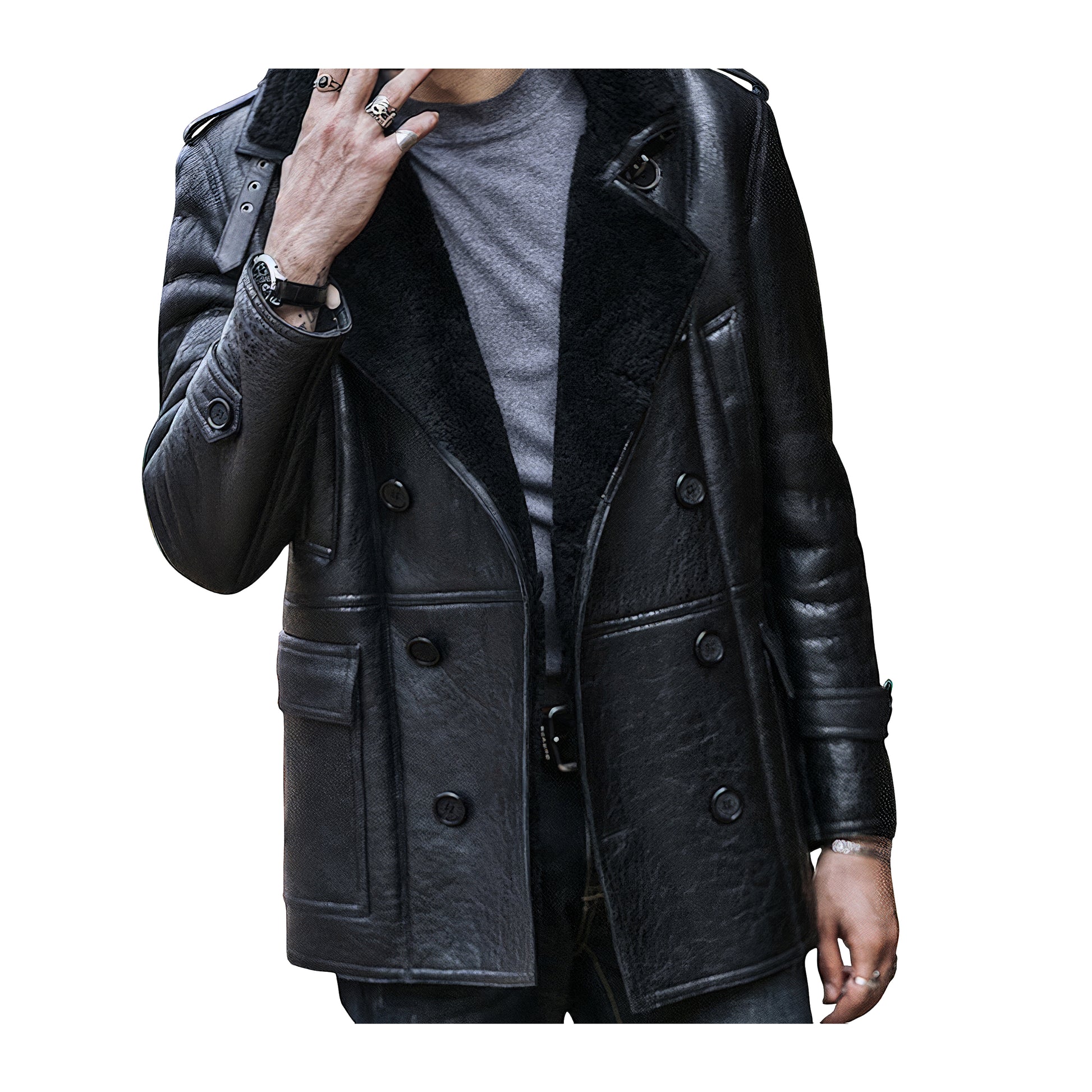 Manteau homme aviateur noir