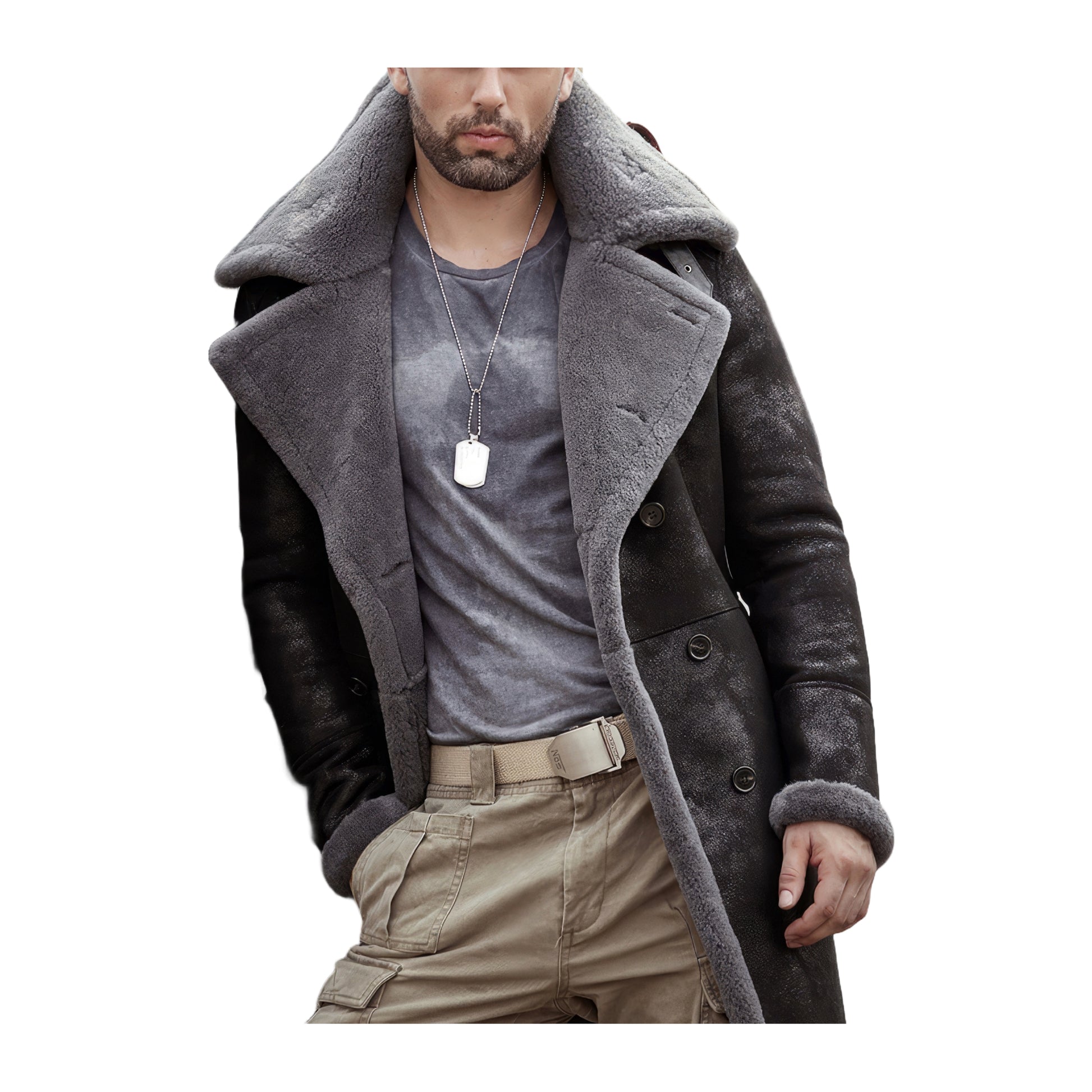 Veste Aviateur Veste Effet Mouton Homme Col Mouton Veste Effet
