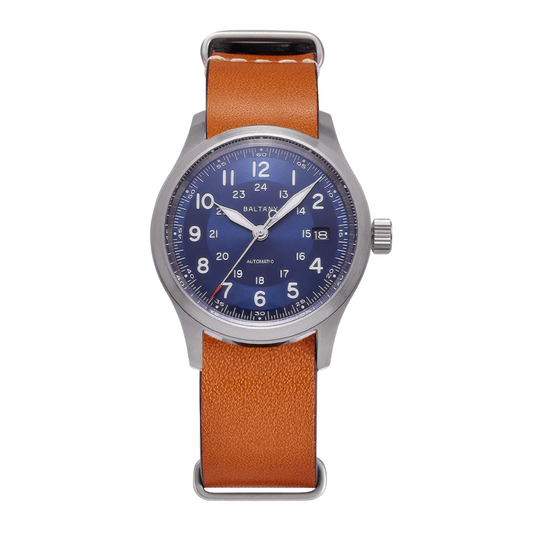 Montre automatique aviateur cadre bleu