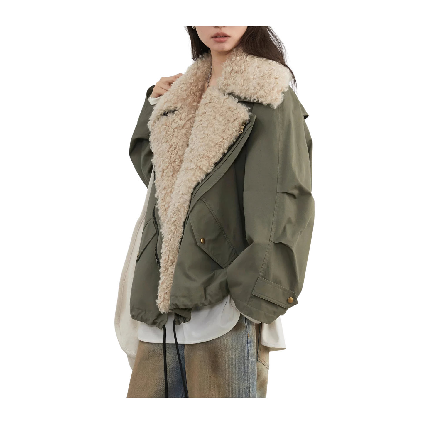 Parka avec fausse fourrure femme