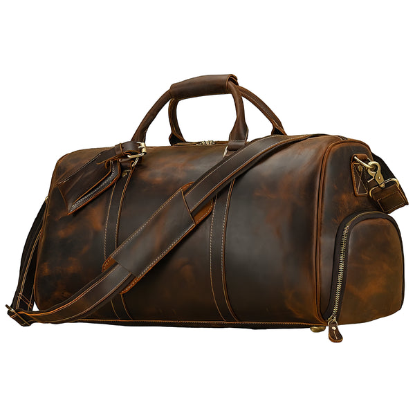 Sac De Voyage En Cuir Véritable 2-en-1 Avec Porte-Costume - AL49 Marron - Homme