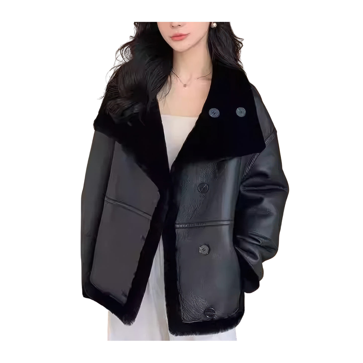 Shearling jacket femme noir