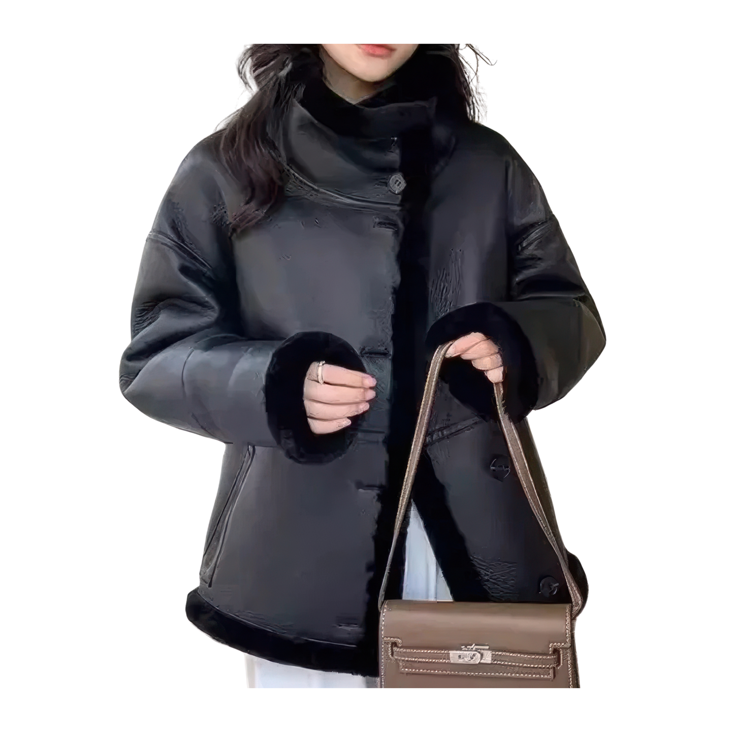 Shearling Jacket Femme Noir
