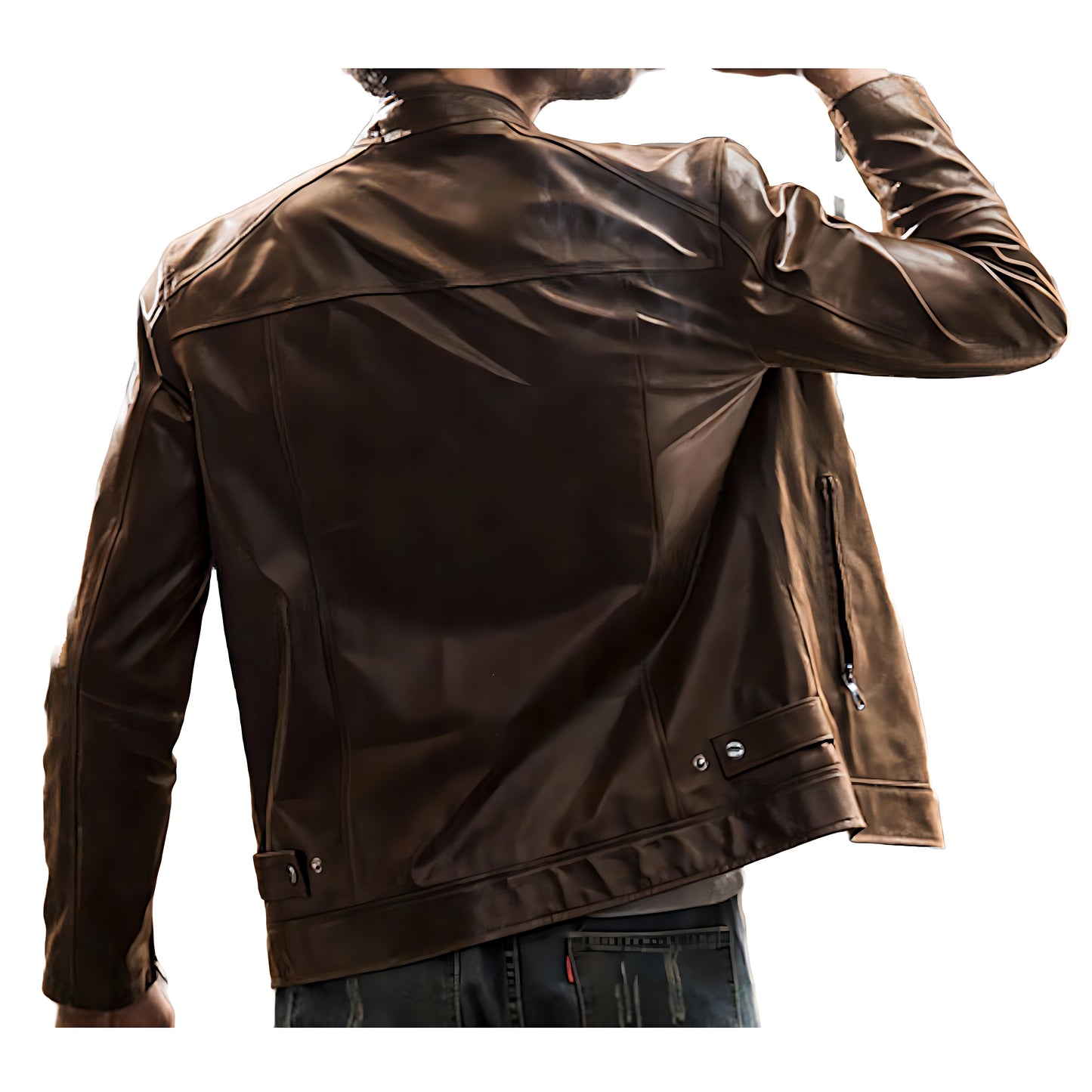 Veste pour homme en cuir noir avec drapeau des États-Unis Veste pour homme en cuir noir avec drapeau des États-Unis