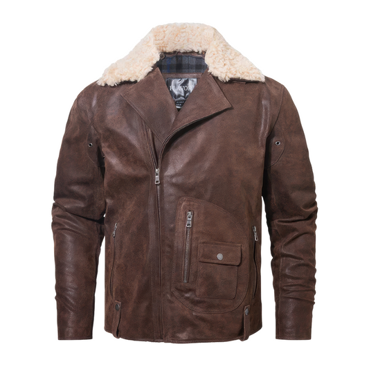 Veste aviateur cuir marron homme