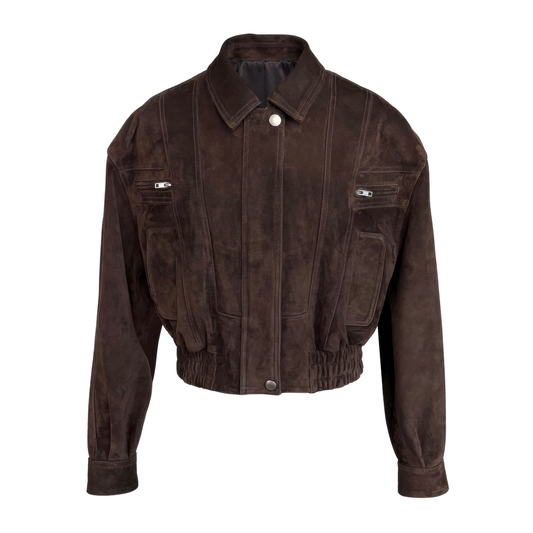 Veste aviateur daim marron femme