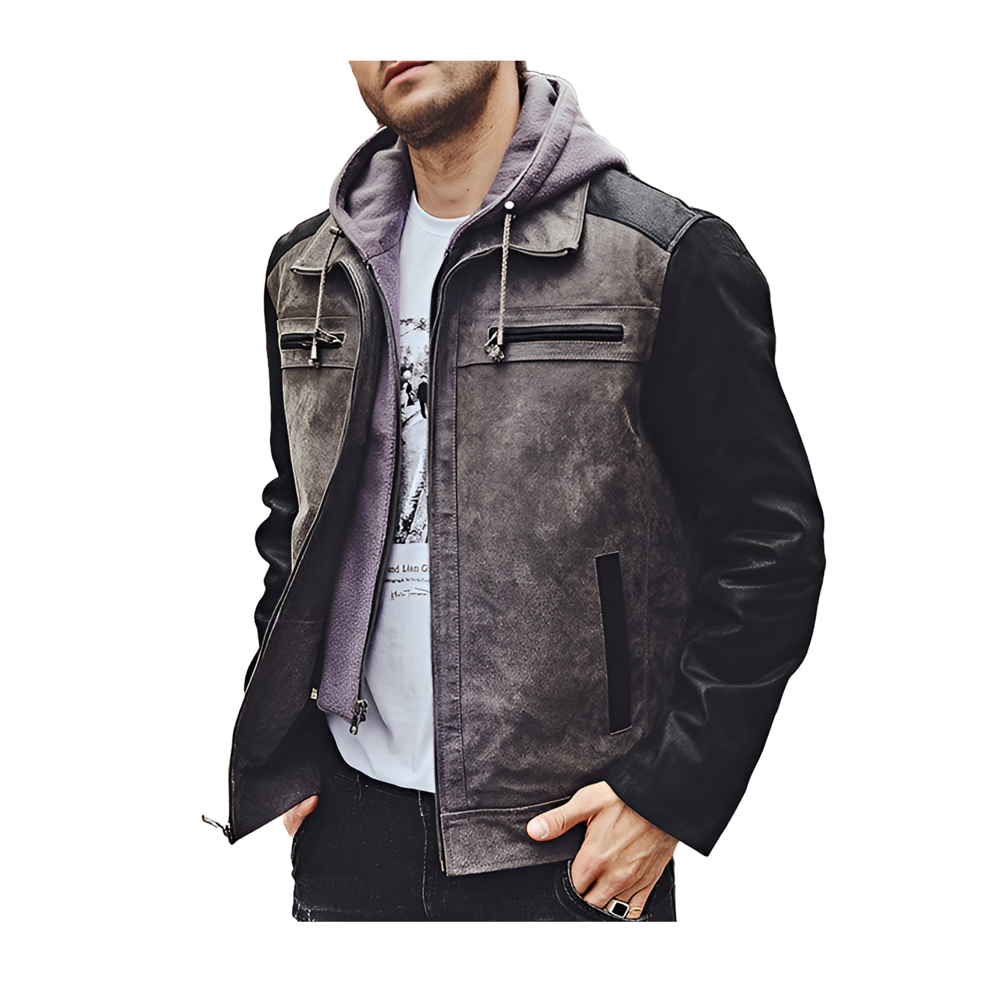 Veste aviateur gris homme