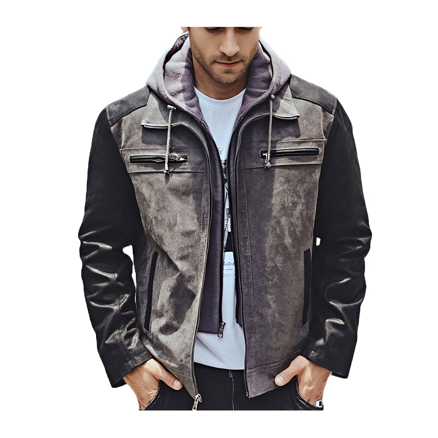 Veste aviateur homme gris