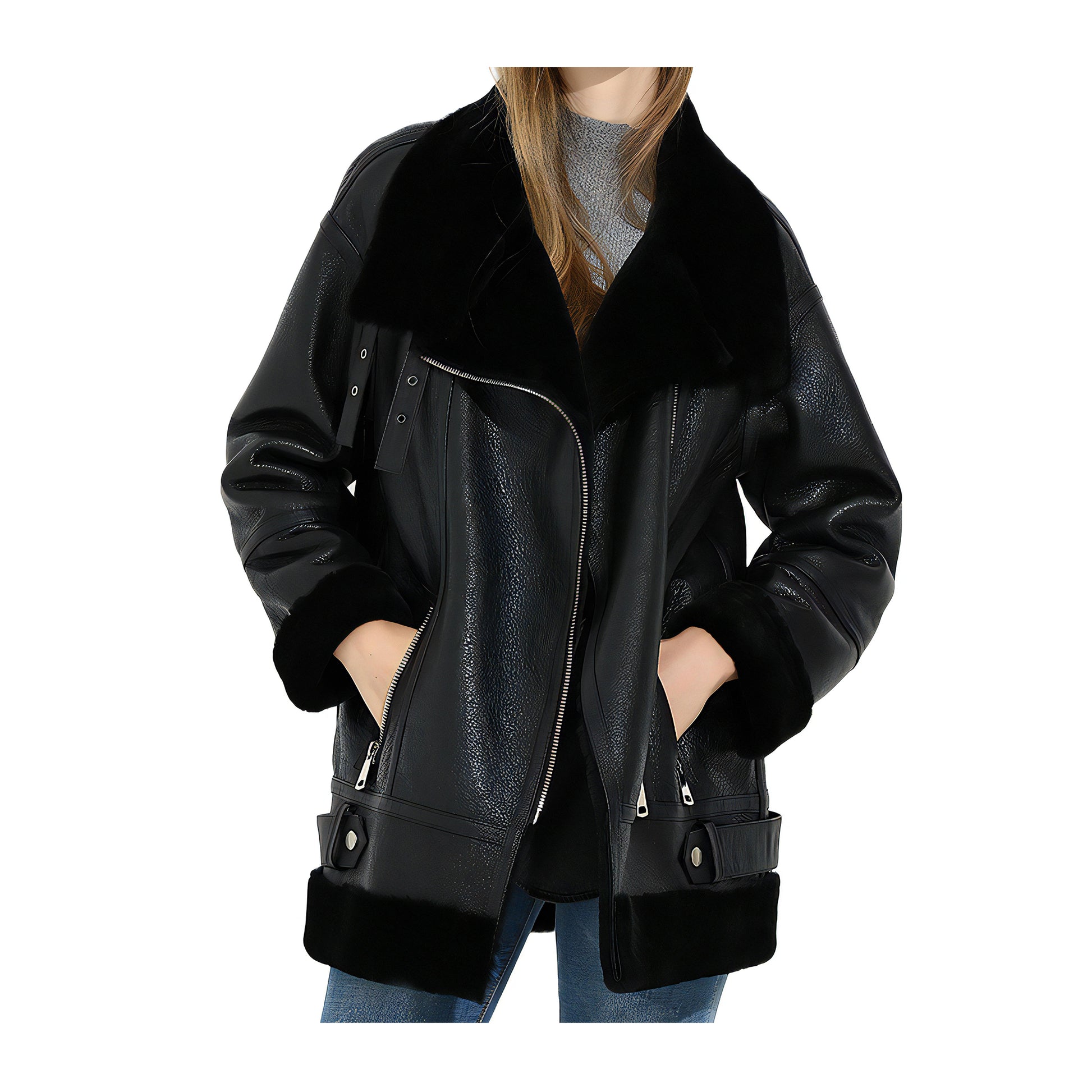 Veste aviateur noir femme